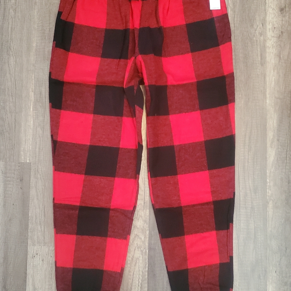 Old Navy black red Buffalo check flannel pants S SMALL women